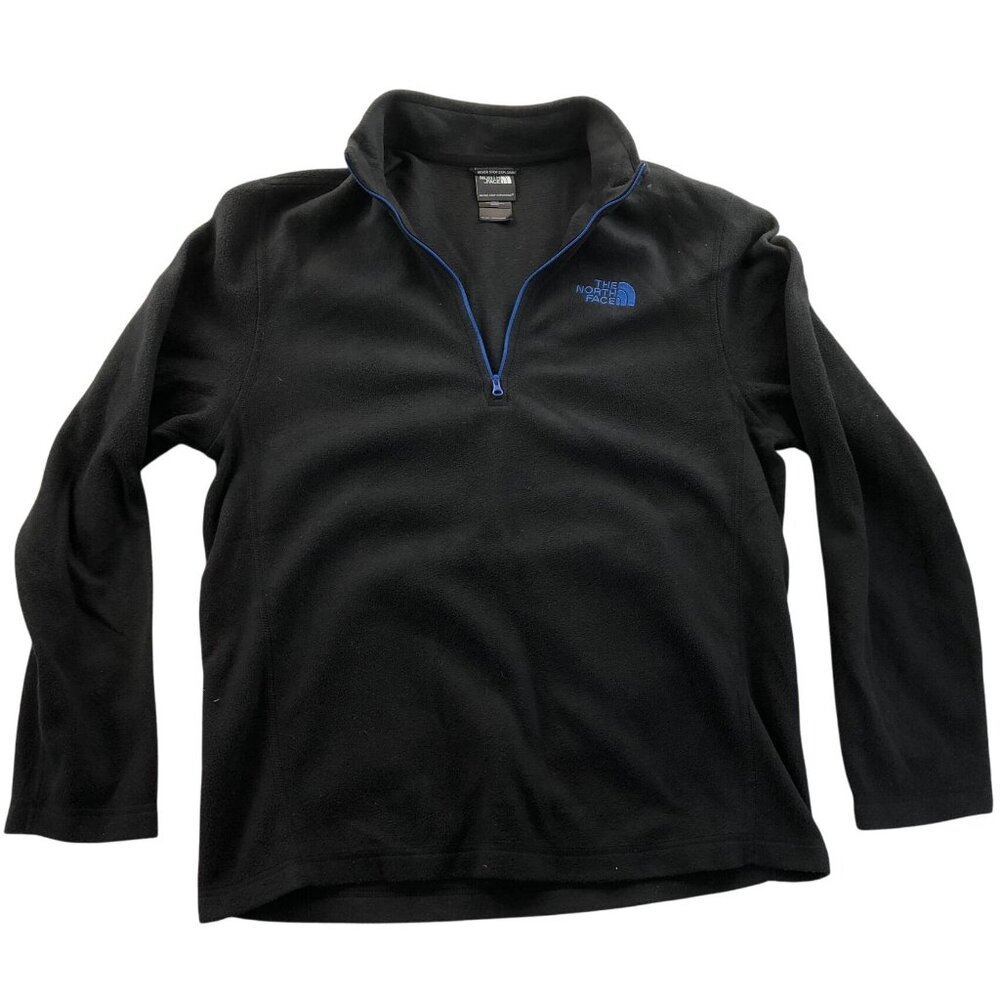 The North Face Mens Fleece Jacket Medium Long Sleeve Black 1/4 Zip Pullover Cozy